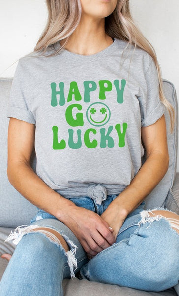 Happy Go Lucky Clover Eyes Smiley PLUS Graphic Tee