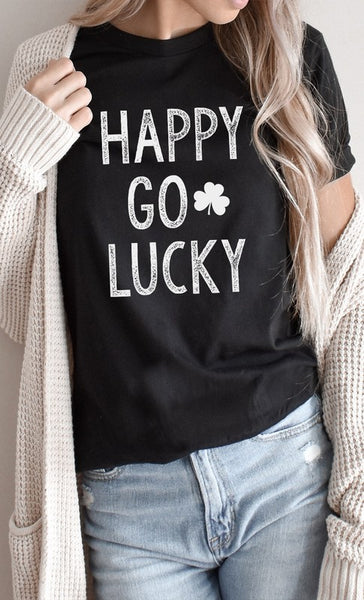 Happy Go Lucky Shamrock PLUS SIZE Graphic Tee