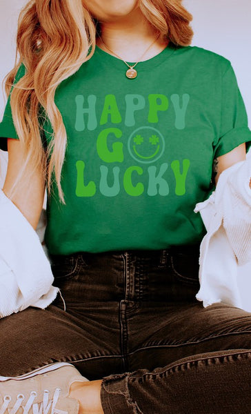 Happy Go Lucky Clover Eyes Smiley PLUS Graphic Tee