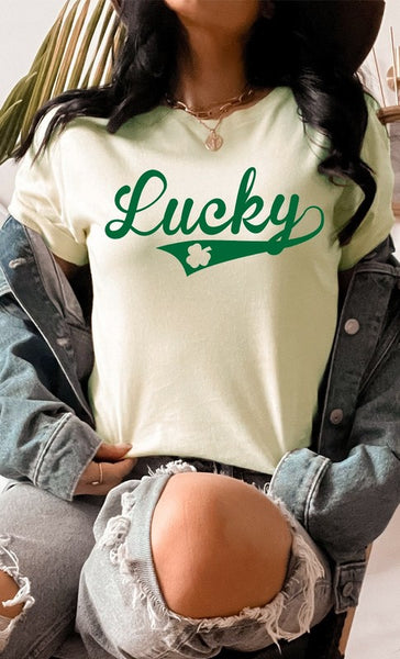 Vintage Lucky with Shamrock Graphic Tee