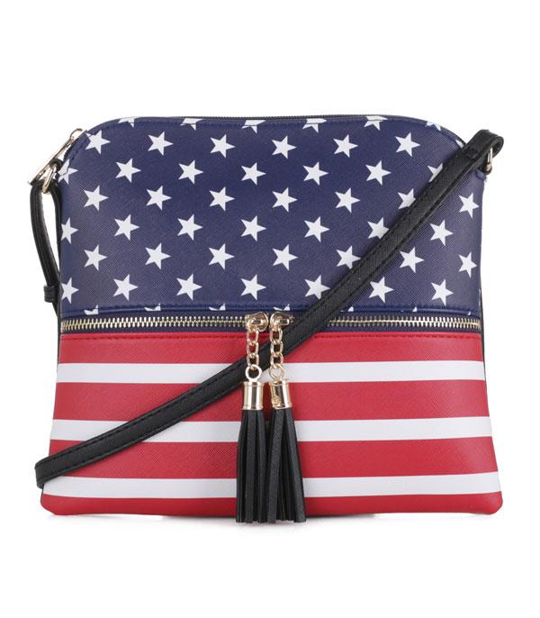US Flag Black Crossbody Bag