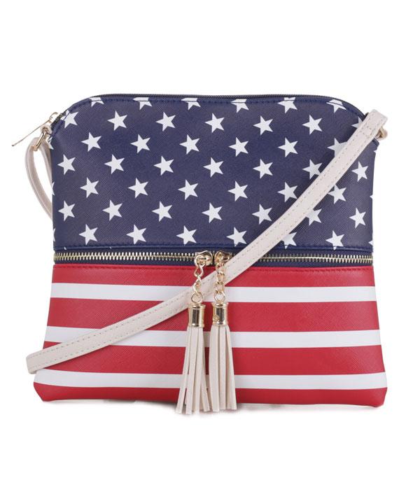 US Flag Ivory Crossbody Bag