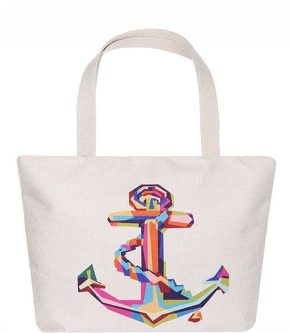 Colorful Anchor Print Tote Bag
