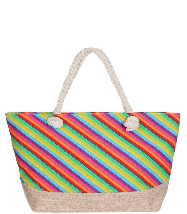 Rainbow Stripe Tote Bag